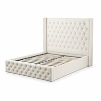 Cadre de lit de rangement rembourré en cuir avec ottoman à vérin à gaz et tête de lit haute, mobilier de chambre