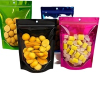 Sachets Doypack en plastique à fermeture éclair avec fenêtre, dorés, pour snacks et noix, emballage alimentaire, directement de l'usine