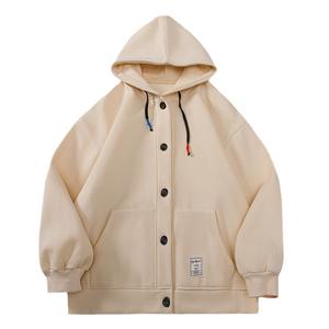 Nuevo Abrigo de Punto Grueso de Alta Calidad con Etiqueta Tejida Extra Grande, Sudadera con Capucha Estampada para Hombre, Otoño, Tinte Liso - Product Image 1