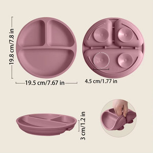 Assiette d'alimentation en silicone pour bébé, bol à forte succion, vaisselle divisée pour tout-petits, récipient alimentaire pour la diversification alimentaire des nourrissons, ensemble de cuisine en gros - Product Image 2