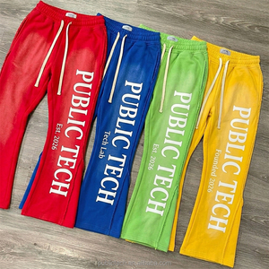 Pantalones de chándal para hombre con estampado personalizado, 100% algodón, estilo streetwear, pierna acampanada, jogger, efecto Monkey Wash y desgastado por el sol, marca privada. - Product Image 1