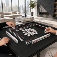 Ensemble de Mahjong d'Halloween haut de gamme gravé en profondeur, avec des motifs effrayants du Grim Reaper et du Joker, Mahjong américain, ensemble de jeu de luxe en acrylique noir