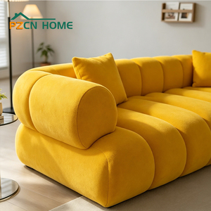 Bulk Price European Designer Luxury Cloud <b>Sleeper</b> Couch Modern Yellow Fabric Upholstery Corner for Living Room Modular - Product Image 4