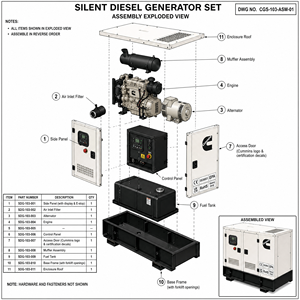 Generador Diésel OEM Cummins Refrigerado por Agua de 100kW-300kW, Silencioso, para Uso Doméstico de Reserva, con Controlador ComAp DSE, Tipo Canopy - Product Image 1
