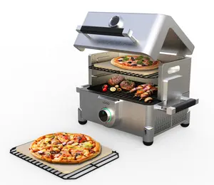 Oven Pizza Bakar Gas Luar Ruangan, Kelas Atas dengan Desain Memasak Ganda, Kompor Pizza Minion Bbq