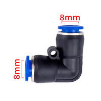Connecteur de tuyau d'eau pneumatique PV 4/6/8/10/12/14/16mm, prise rapide en plastique bleu 90 °   Adaptateur coudé pour accessoires d'arrosage