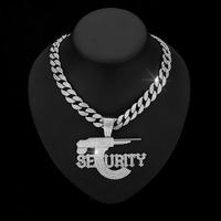 Collier pistolet Hip Hop avec initiales pendentif garçon américain chaîne cubaine diamant perle alliage de zinc pour anniversaires chrétiens