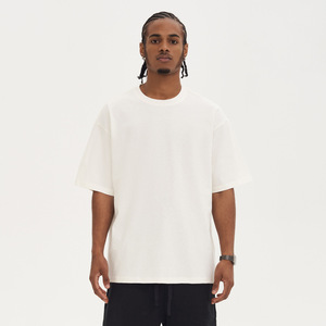 T-Shirt Premium Plus Size T-Shirt in bianco pesante stampa nera Streetwear T-Shirt in cotone da uomo - Product Image 5