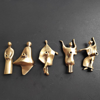 Poignée de meuble vintage en laiton massif, figurine humaine abstraite, bouton de tiroir créatif, décoration artistique pour armoire et placard