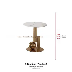 Table basse postmoderne en acier inoxydable et marbre, style luxe léger et simple, pour salon - Product Image 6