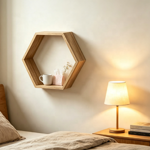 Ensemble <span class=keywords><strong>de</strong></span> <span class=keywords><strong>3</strong></span> étagères <span class=keywords><strong>hexagonales</strong></span> flottantes en bois, rangement moderne pour chambre à coucher, design nid d'abeille, protège les sols en bois dur, haute qualité, facile à installer - Product Image 1