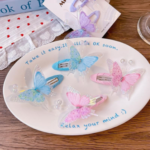 Hot Selling Cute <b>Sweet</b> Light Luxury Gradient Color Butterfly Hairpin Simple Fashionable Style Girl's Hairpins Wholesale Jewelry - Product Image 4
