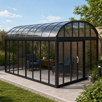 Véranda en verre mobile sur mesure avec toit télescopique électrique, porte coulissante, structure en alliage d'aluminium, pavillon pour hôtel, villa, salon