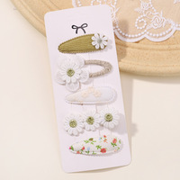 Ensemble de pinces à cheveux personnalisées avec logo, motif marguerite, accessoires capillaires imprimés, polyvalents pour le quotidien, mignons, en tissu, faits à la main, pour filles