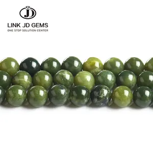 JD Wholesale Natural Canada Jades Round Stone Beads Smooth Loose Bead For Jewelry Making DIY Bracelet Accessories