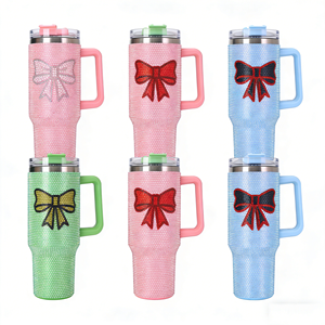 Bottiglia Tumbler con Nastro per Cancro al Seno, Decorazione con Strass, Stampa con Fiocco, Tumbler con Strass 40oz, Fiocco Taylor Eras 1989 - Product Image 1