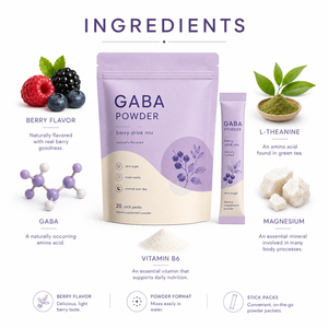 ผงช่วยการนอนหลับ GABA ปราศจากน้ำตาล 100% ขายดี วิตามินบี 6 แมกนีเซียม คุณภาพสูง ออร์แกนิค สำหรับสตรีมีครรภ์และผู้ใหญ่ - Product Image 3