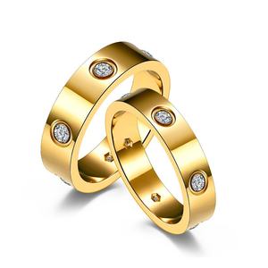 Zhongzhe RVS 18K verguld ronde diamanten <span class=keywords><strong>ring</strong></span> mannen en vrouwen paarring luxe juweel verlovingsring - Product Image 2