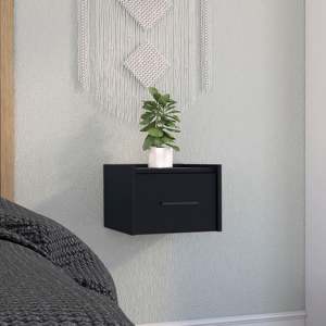 Boa Floating Nightstand Single <b>Drawer</b> Wall Mounted Black Bedroom <b>Side</b> Table - Product Image 1