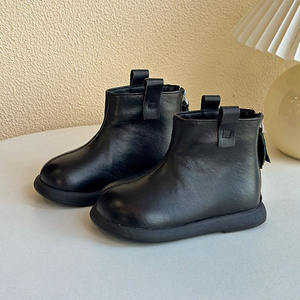 Meisjeslaarzen Winter Plus fluwelen kinderprinses leren laarzen Jongens lederen Martins Babykatoenen laarzen met zachte bodem Tide - Product Image 4