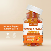 Gummies pour adultes Omega 3-6-9 60 unités |   Complément alimentaire énergétique végétalien sans gluten à la mangue pour la santé immunitaire et osseuse