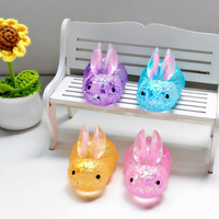 Jouet à presser personnalisé en forme de lapin transparent avec paillettes, jouet anti-stress en TPR souple pour enfants, cadeau