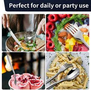 Juego de Cubiertos de Plata de Primera Calidad, Empaque de Regalo, 24 Piezas, Juego de Tenedores, Cucharas y Cuchillos, Juego de Cubiertos con Forma de Huevo, Cubiertos Planos de Acero Inoxidable - Product Image 5