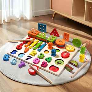 Juguete Educativo Montessori 5 en 1, Tablero de Apilamiento de Madera, Regalo para el Primer Cumpleaños del Bebé - Product Image 4