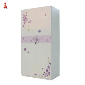 卧室存储家具印度风格花卉印刷钢 almirah 橱柜设计