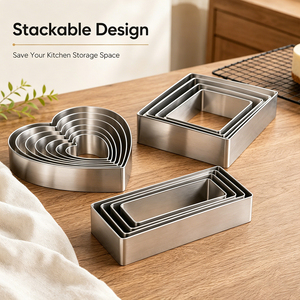 High Quality Stainless Steel Different Shapes Stainless Steel Cake Mousse <strong>Ring</strong> Rectangle Cookie <strong>Cutter</strong> - Product Image 3