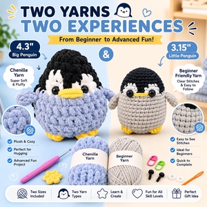 Kit de Ganchillo para Principiantes: Crea tu Propia Caja DIY con Animales - Set Completo de 2 Piezas de Pingüinos <span class=keywords><strong>Amigurumi</strong></span> - Product Image 2