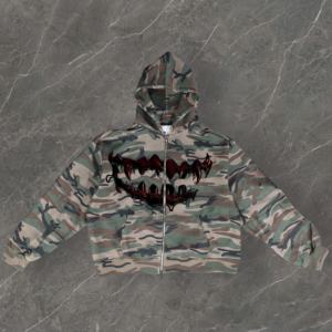 Sudadera con Capucha de Algodón con Estampado de Camuflaje Personalizado, Corte Cuadrado, para Hombre, con Cierre de Cremallera, para Otoño e Invierno - Product Image 2