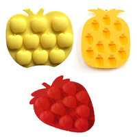 Moule à glace en silicone bon marché Outils pour bonbons au chocolat Forme de fruit Bac à glaçons en silicone Forme d'ananas Moule à gâteau sans BPA