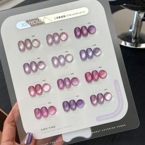 OEM/ODM XINYOULI – Kit de vernis à ongles <span class=keywords><strong>gel</strong></span> 12 couleurs, petit format, magnétique, DIY, effet œil de chat violet <span class=keywords><strong>lilas</strong></span>, non toxique, pour usage en salon de manucure - Product Image 2