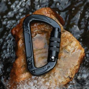 High Strength 12KN D-Shape Auto <b>Lock</b> Aluminum <b>Portable</b> Carabiner for Rock Climbing Hiking Custom Logo Option Black Red Blue - Product Image 2