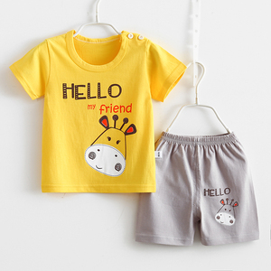 ชุดเสื้อผ้าเด็กฤดูร้อน เสื้อยืดผ้าฝ้าย กางเกงขาสั้น ชุดเซ็ต 2 ชิ้น - Product Image 2