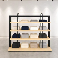 Étagère de présentation en bois à double face avec cadre noir, 4 niveaux, pour îlot central, avec main courante, sur mesure