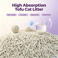 Litière pour chat en tofu végétal, sans poussière, à agglomération rapide, forte absorption d'eau, jetable aux toilettes, sable naturel pour chat