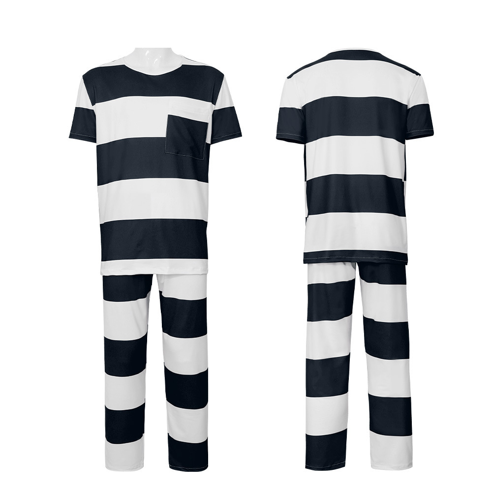 Black striped prison uniform