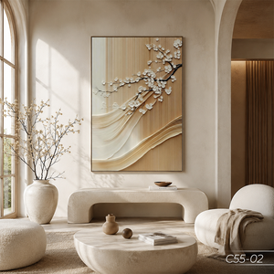 Peinture murale abstraite de luxe HALO, art miroir 3D, décoration en forme de vague de fleurs de cerisier, fabricant vietnamien OEM ODM - Product Image 5