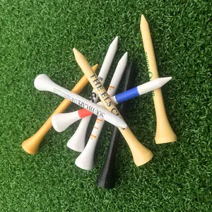 Gedrucktes Golf zubehör Bulk Günstige Schwarz Kurzes Holz Benutzer definiertes Logo Holz Bambus farben Golf Pegs Golf Tees