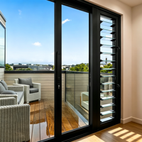 Système de Jalousie Combiné en Aluminium Robuste pour Fenêtres à Persiennes et Portes Battantes, Idéal pour Balcons Résidentiels et Architecture