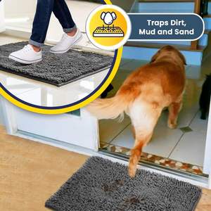 Alfombrilla de microfibra para puerta de perro para interiores y exteriores, alfombra de entrada de chenilla de secado rápido, absorbente antideslizante para verano e invierno, alfombra suave para mascotas - Product Image 6