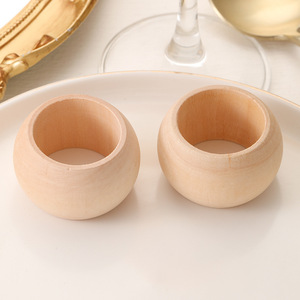 Anillos de servilleta redondos de madera de color sólido, duraderos, para decoración de mesas de boda - Product Image 4