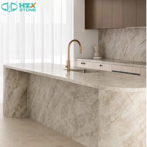 Encimera de Baño Moderna HZX con Recorte para Lavabo Empotrado, Mármol de Cuarcita Taj Mahal Pulido para Tocador Individual o Doble - Product Image 5