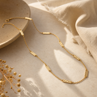 Collar de Eslabones Ovalados Martillados en Tono Dorado, Cadena de Acero Inoxidable, Joyería para Mujer, Regalo para Fiesta