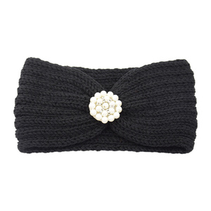 Offre Spéciale dames <span class=keywords><strong>perle</strong></span> tricoté laine large élastique croix noué hiver cache-oreilles bandeau cheveux accessoires pour les femmes - Product Image 5