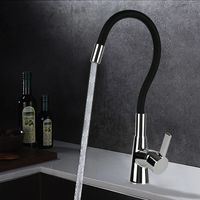 Robinet de cuisine SANIPRO en laiton coloré avec tube flexible en silicone, mélangeur chaud/froid rotatif, sans plomb, avec douchette extractible