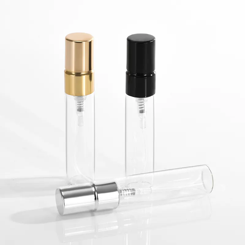 Toptan 2ml 3ml 5ml Atomizer küçük Mini parfüm Atomizer flakon örnek 10ml cam sprey parfüm püskürtücülü şişe