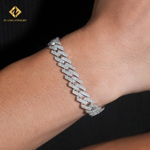 Lab Grown Diamond <b>Bracelet</b> Popular 12mm Cuban <b>Chain</b> Cuban Link <b>Chain</b> Necklace <b>Bracelet</b> <b>Men</b> Iced Out Diamond 925 - Product Image 3